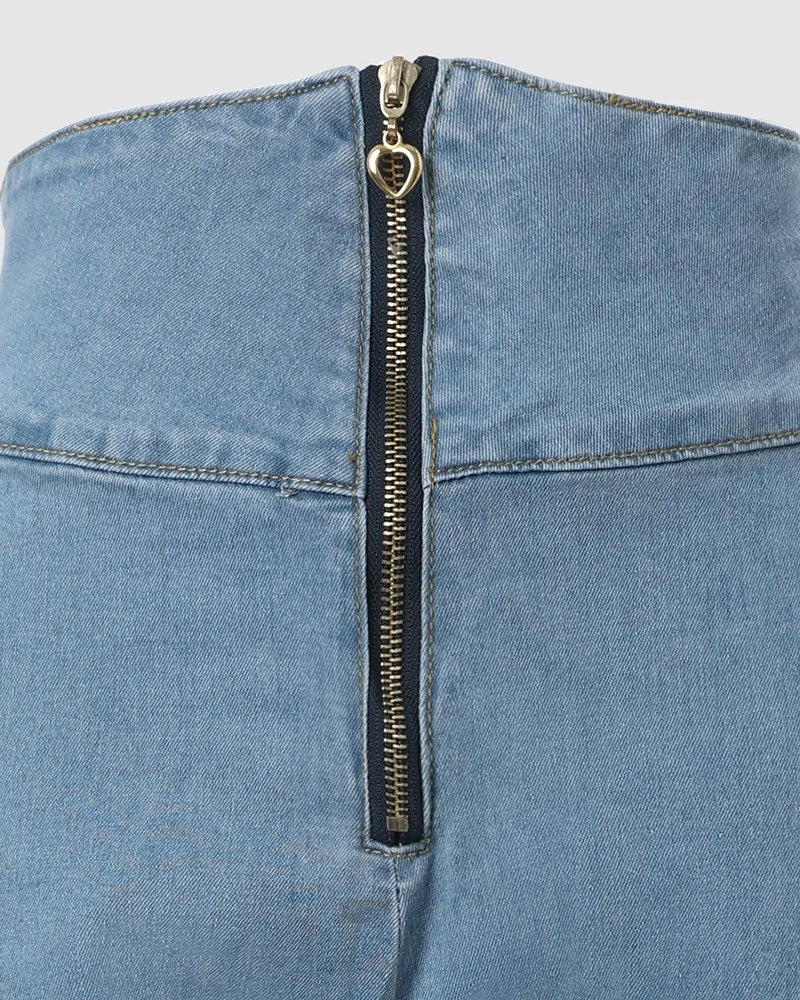 Zipper Design High Waist Skinny Jeans Women Spring Summer Solid Color Fashion Ankle Length Denim Pants Jeans - Image 5