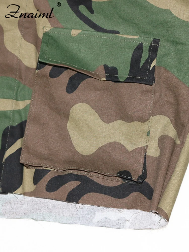 Znaiml 2023 Fashion Camouflage Print Jackets for Women Single-breasted Pockets Long Sleeve Cropped Tops Casual Streetwear Coats - Image 6