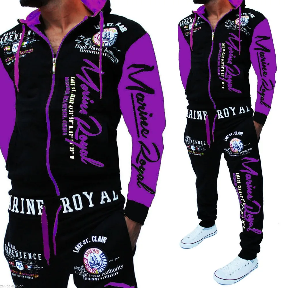 ZOGAA men's jacket and pants alphabet print sportswear suit - Image 3