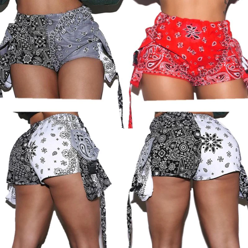 ZOOEFFBB Sexy Stretch High Waisted Bandana Shorts Women 2021 Harajuku Summer Bottoms - Image 13